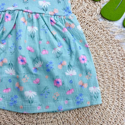 Vestido com Babadinho na Alça Jardim Colorido - Verde